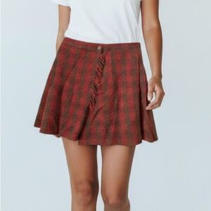 Theomiles 100% Wool Checkered Mini Warp Skirt in Size 4